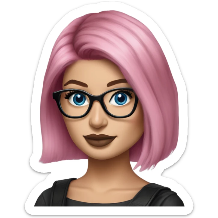 Photo Realistic kylie jenner stylish pink hair BLUE eyes and glasses elegant  sticker