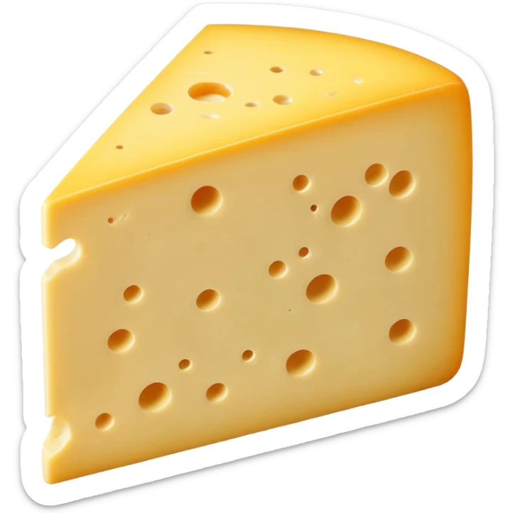 thick wedge of Beaufort cheese with firm pale yellow interior and natural slightly darker rind, smooth dense paste with occasional small holes, clean cut, soft lighting, subtle shadows, emoji scale sticker