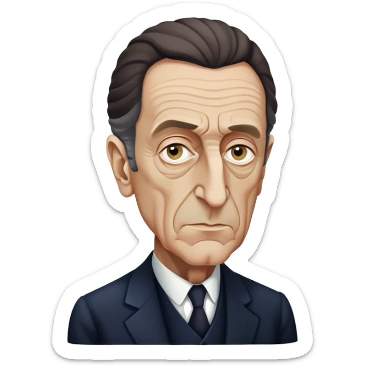 headshot of Maurice Merleau-Ponty, French philosopher, serious expression, no glasses sticker