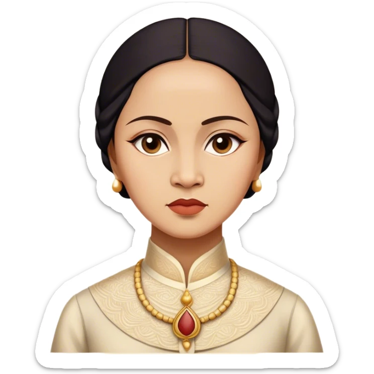 Cinematic Realistic Raden Ajeng Kartini Portrait Emoji, depicted as an inspiring Indonesian feminist icon in period attire with a thoughtful determined gaze, rendered with lifelike textures and warm empowering lighting that captures her pioneering spirit. sticker
