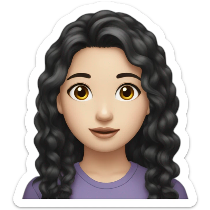 Beautiful girl,Black hair,wavy hair，long hair,White skin,oval face,big eyes,Blackeyes,Chinese sticker