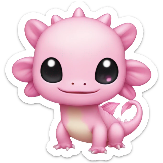 high detailed pink cute axolotl stitch chibi  sanrio pokemon like chinese dragon sticker