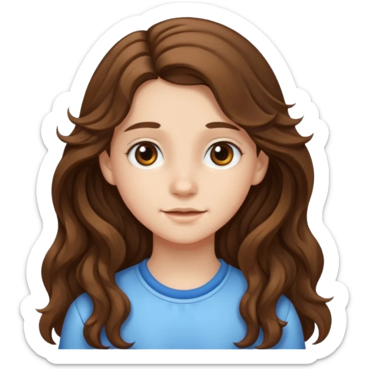 ahora hazme una nina blanca de 14 anos y que tenga el pelo cafe largo y ondulado sticker