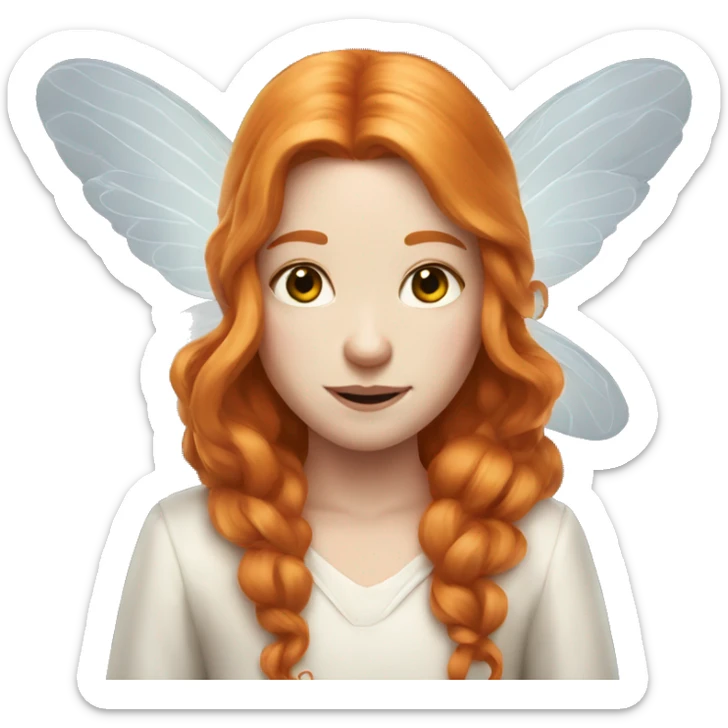 a white skin fairy, long ginger hair and wings sticker