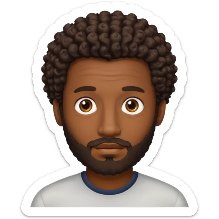 Dark brown skin man with a light beard and a curly   fade haircut with dark brown eyes sticker