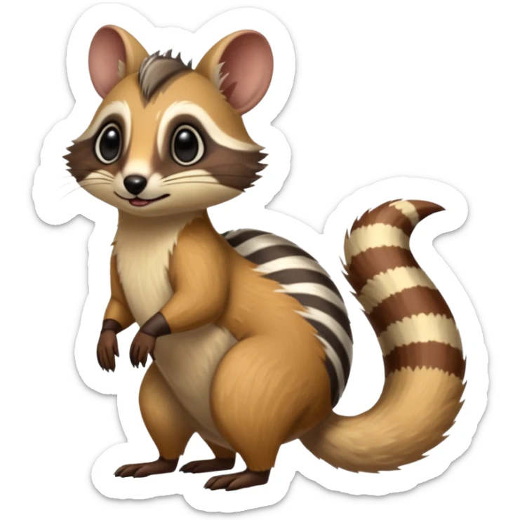 Cacomistle-Numbat-Aardvark-Ferret-hybrid-fusion-animal-creature, full body  sticker