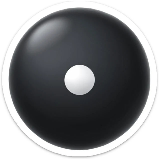 Black Ball with MB written on in the middle of it. Nothing else no holes or anything. sticker