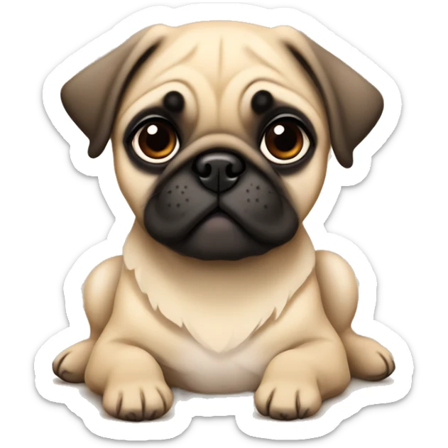 Fawn pug puppy laying sticker