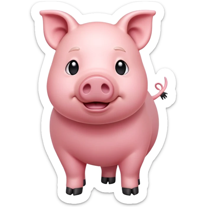 cinematic-[pig]-realistic-full-body-standing-emoji,-tail-flicking-lazily,-head-tilted-dramatically,-sleek-[pink]-skin,-simplified-yet-realistic-focused-features,-highly-detailed,-glowing-with-an-almost-sarcastic-glow sticker