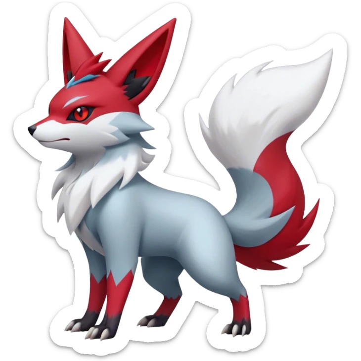 Epic Shiny Cool Kawaii Zangoose-Zorua-Zoroark-Pokemon-fakemon-hybrid-animal Full Body  sticker