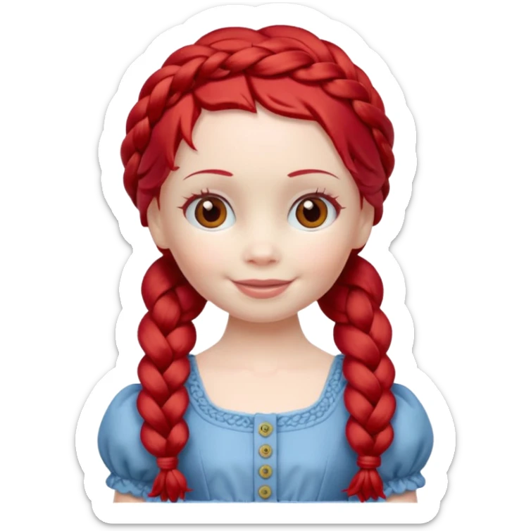 Doll with Red Hair – toy figure with braided red yarn hair.











































 sticker