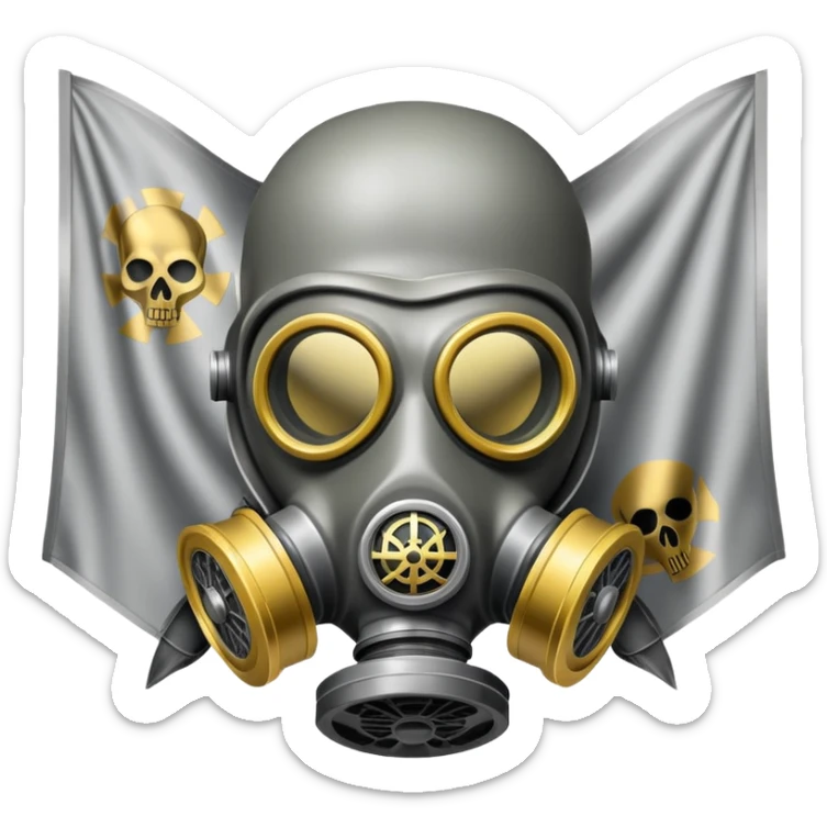 Un drapeau Avec un masque gaz Avec des têtes de mort Avec un fond Argent Or  sticker