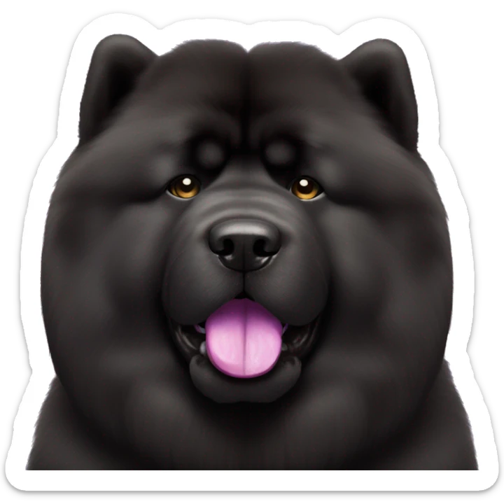 Full body black Chow chow with purple tongue, photorealistic 4k sticker