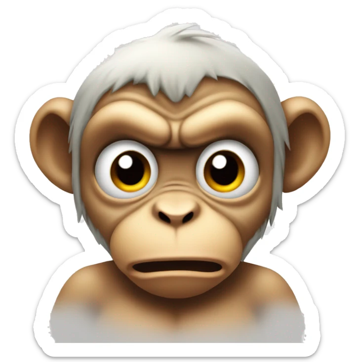 baby angry monkey emoji with steam coming out of ears mouth shut looking mad sticker