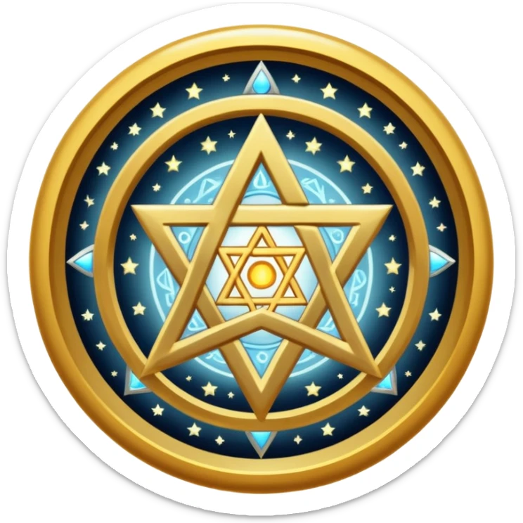 tetragrammaton, floating above a glowing circle, mystical and spiritual emoji sticker