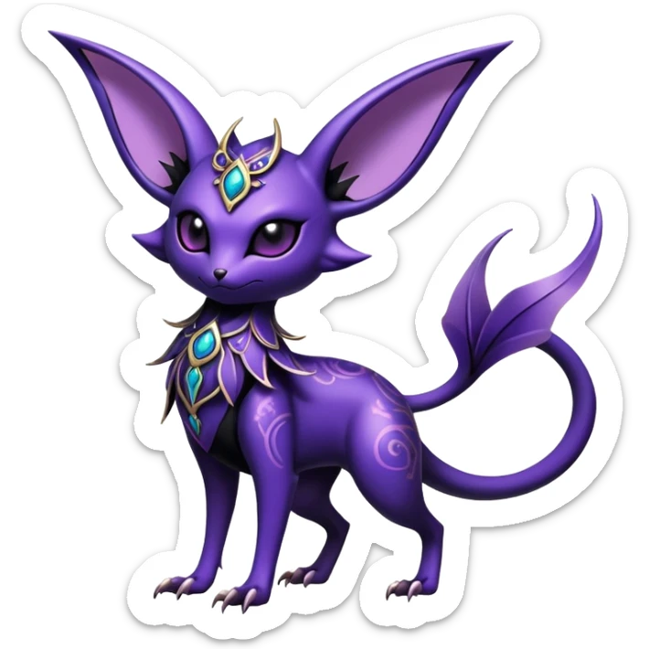 Shiny Exotic Badass Mysterious Gothic Noibat-Espeon-Pokémon-Fakémon-hybrid-creature (full body) sticker