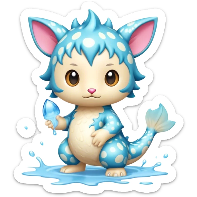 an edgy cute kawaii vernid-fionbri with splash patterns full body sticker