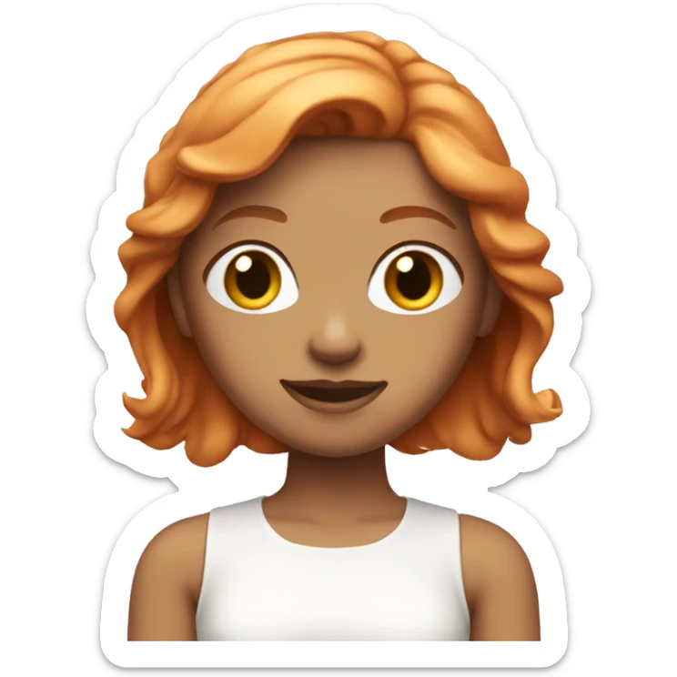 Very pretty ginger girl with straight hair a pink crop top and a white skirt sticker