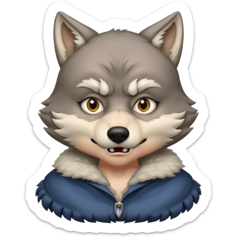 The big bad wolf is wearing Grandma's clothes, yet its face still looks like a wolf's. sticker
