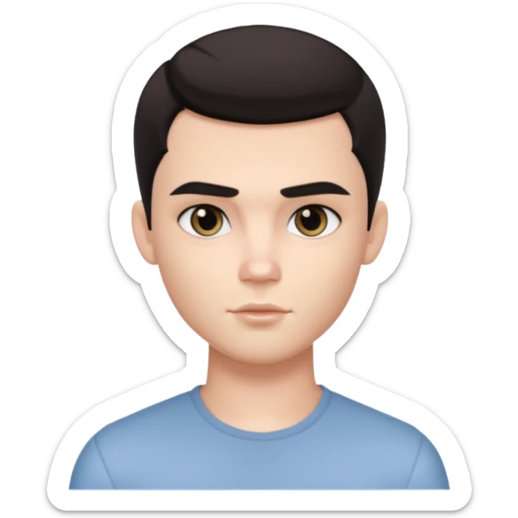 Very pretty handsome bratz man,  short dark hair, has black eyes , pale skin, defined jawline sticker