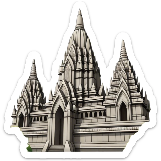 Prambanan Temple Landmark Emoji – Showcasing its towering Hindu temple spires with intricate carvings. sticker