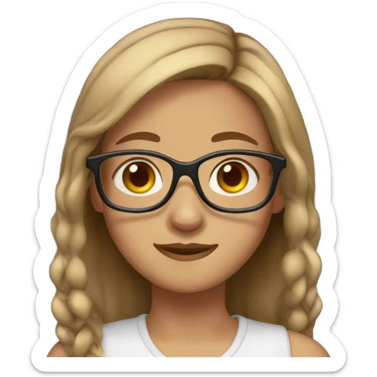 girl with light brown hair, brown eyes and glasses sticker