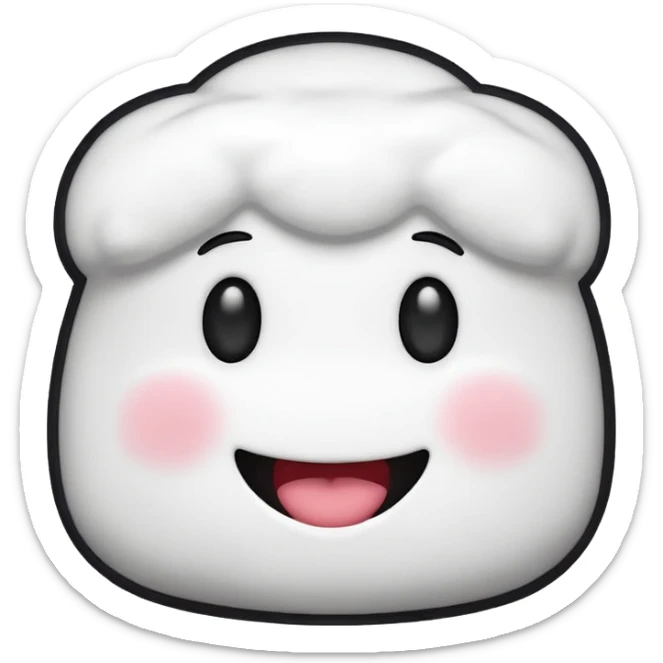 Créer un emoji en forme de marshmalow avec un sourire et des crois a la place des yeux sticker