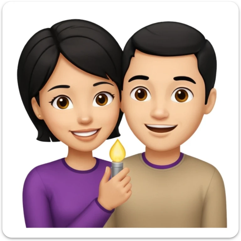 light skin black hair woman talking with a light skin black hair man, she's exited an he's happy, we're face to face sticker