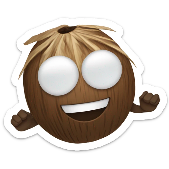 Cartoon coconut with hands sticker