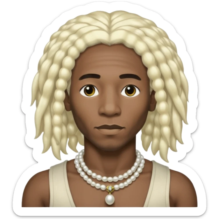 Black Male bob marley inspired hair platinum blonde with pearls makeup only head sticker