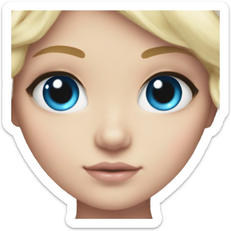 ocean blue doll eyes, blonde hair, feminine, pink, girl, angelic sticker