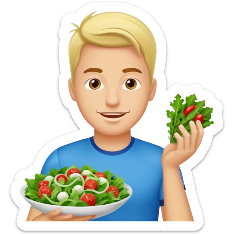 mach mir einen glücklichen mänlcihen sportler der sich gerade gesund ernährt sticker