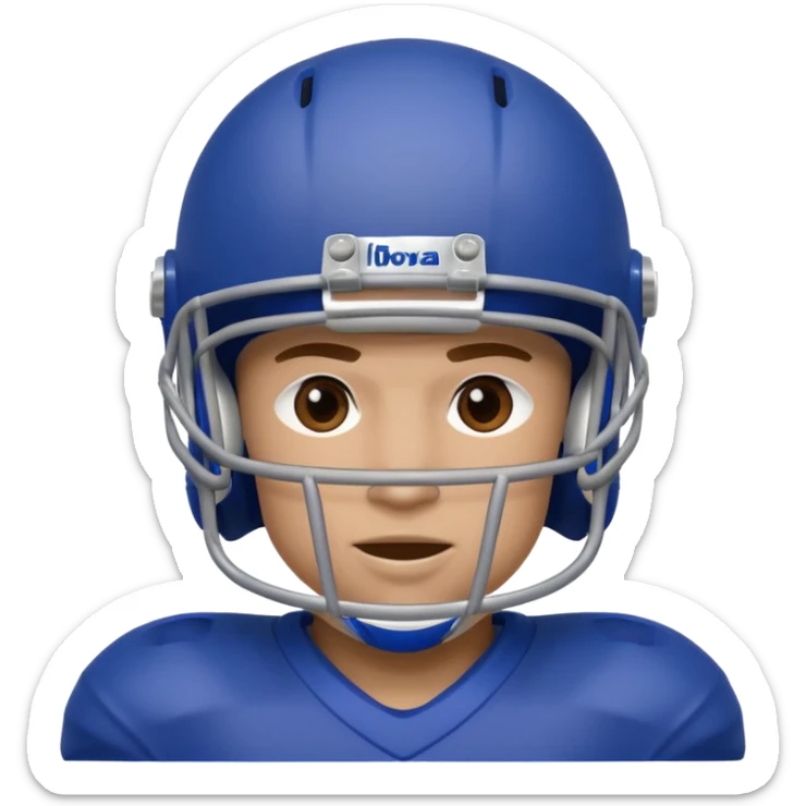 College football player helmet in a royal blue color only face sticker