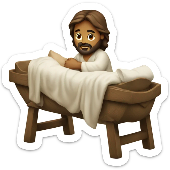 Jesus in manger sticker