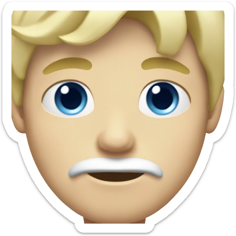 blonde blue eyed teenage boy with moustache  sticker