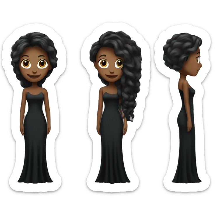 Tall lady with long hair, long black dress and black heels sticker