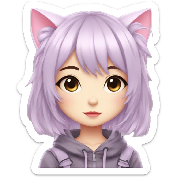 Edgy Kawaii Cute Cool Beautiful Elegant Pretty Pastel Anime Catgirl sticker