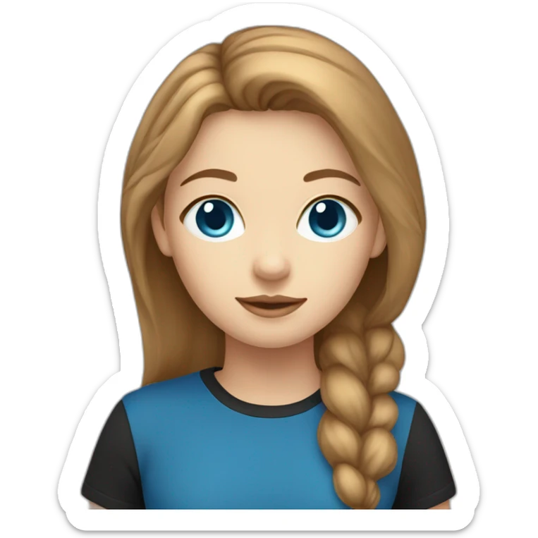 light brown hair woman with blue eyes black stripy t-shirt sticker