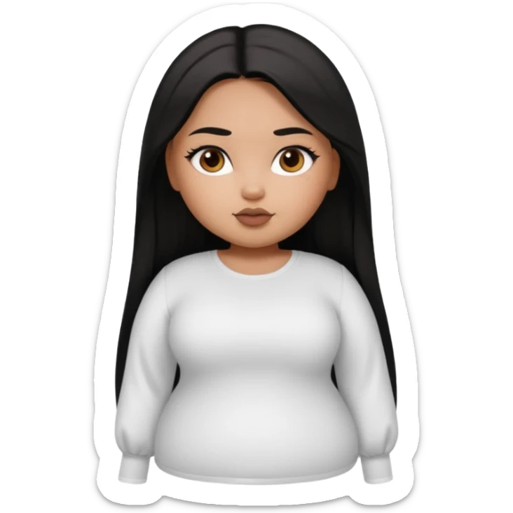 fat brown pretty bratz girl with black straight hair and white full sleeve sticker