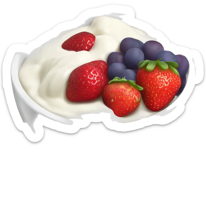 fruit yogurt bowl with strawberries and grapes sticker
