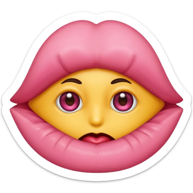 Je voudrais un emoji, yeux légèrement plissés, bouche qui fait une bise serrée avec des petits plis autour des lèvres sticker
