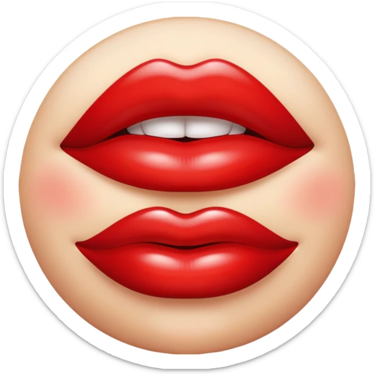 red shiny glossy lips mouth sticker