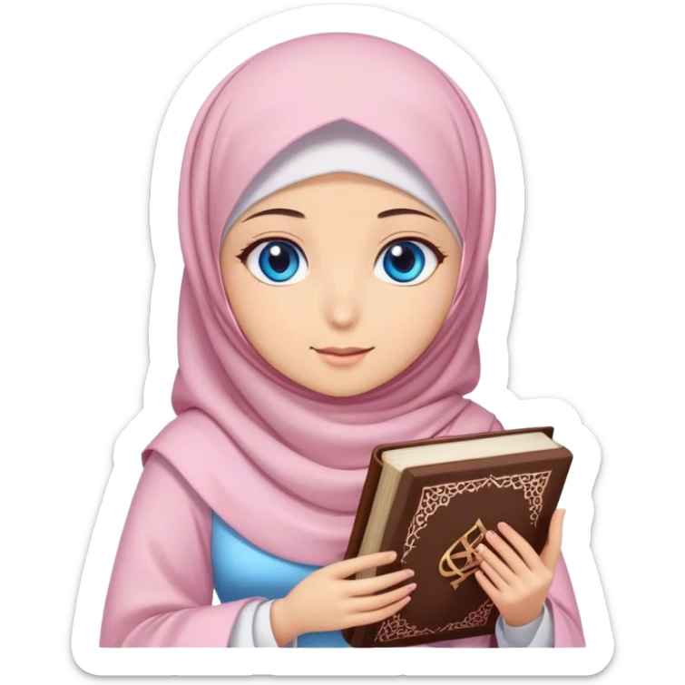 Turkish beautiful finish Konya girl blue eyes with hijab and Sakura dress have Quran  sticker