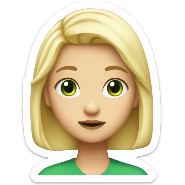 Girl with blonde hair and green eyes shrugging cute sticker