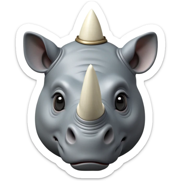 cinematic-cute-rhinoceros-zomed-out-portrait-emoji,-head-tilted-playfully-and-inquisitively,-featuring-a-rugged,-glossy-slate-gray-hide-with-a-gentle,-rounded-ivory-horn-and-round,-sparkling-eyes-filled-with-curious-wonder,-showing-the- (2) sticker