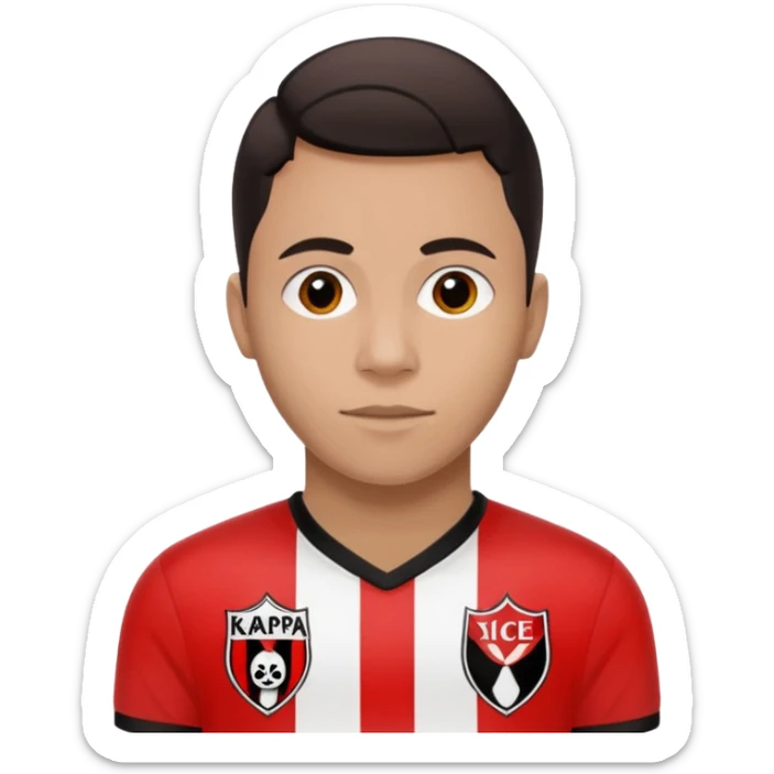 Supporter de L’ogc Nice. Maillot de foot rouge et noir (bandes) logo Kappa. Et logo de L’ogc Nice original. sticker