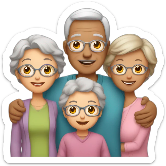family of 3 with grandchild and 2 grandparents sticker