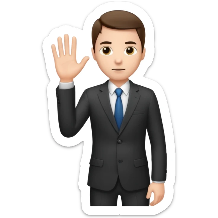 The businessman extends his hand to the side, as if he is about to take something. sticker