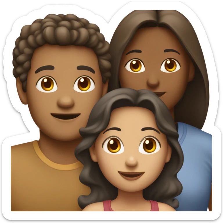 a four person family with: Light skin mother, brown Mother a Light Daughter and Brown Son sticker