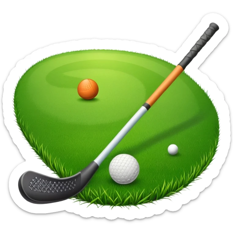 green grass, field hockey stick, field hockey ball sticker